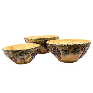 Noble Excellence Meritage Grapes Embossed Mixing Bowls Set of 3